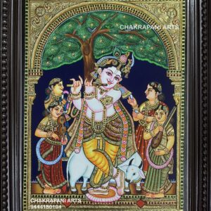 PInnai Mara Krishna (Tree Krishna) Tanjore Painting