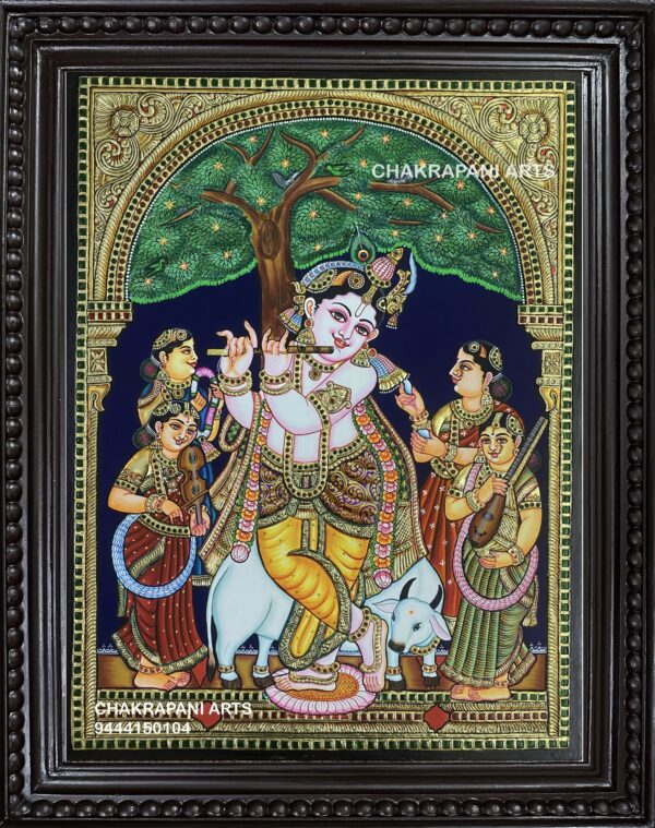 PInnai Mara Krishna (Tree Krishna) Tanjore Painting