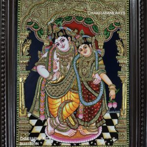 Standing Rookmani Krishna Tanjore Painting