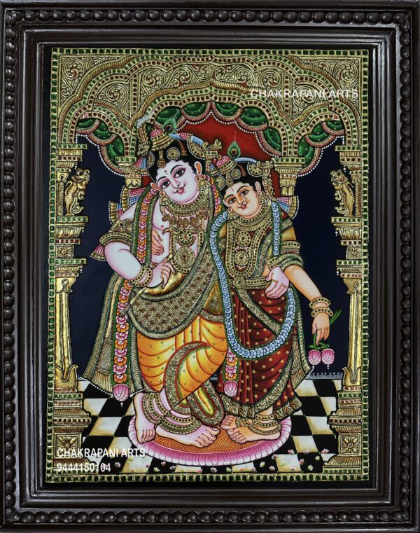 Standing Rookmani Krishna Tanjore Painting