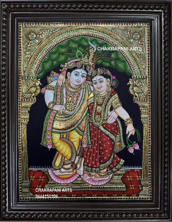 Standing Radha Krishna Tanjore Painting