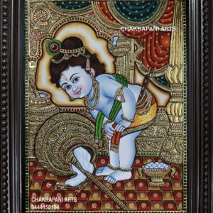 Baby Butter Krishna Tanjore Painting
