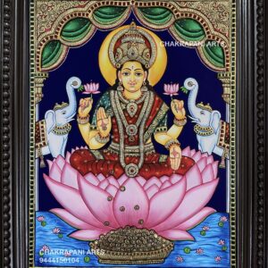 Lotus Lakshmi (semi embossed word) Tanjore Painting