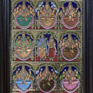 Ashta Lakshmi with vishnu lakshmi Tanjore Painting