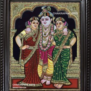 Krishna Rookmani Sathayabama Tanjore Painting