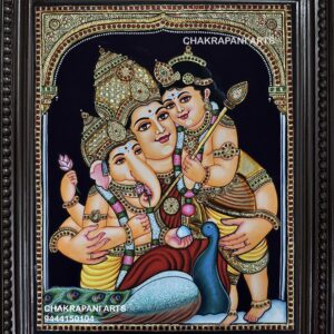 Parvathi Ganesha Murugar Tanjore Painting
