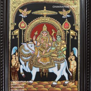 Shiva Parvathi Rishaba Vaganam Tanjore Painting