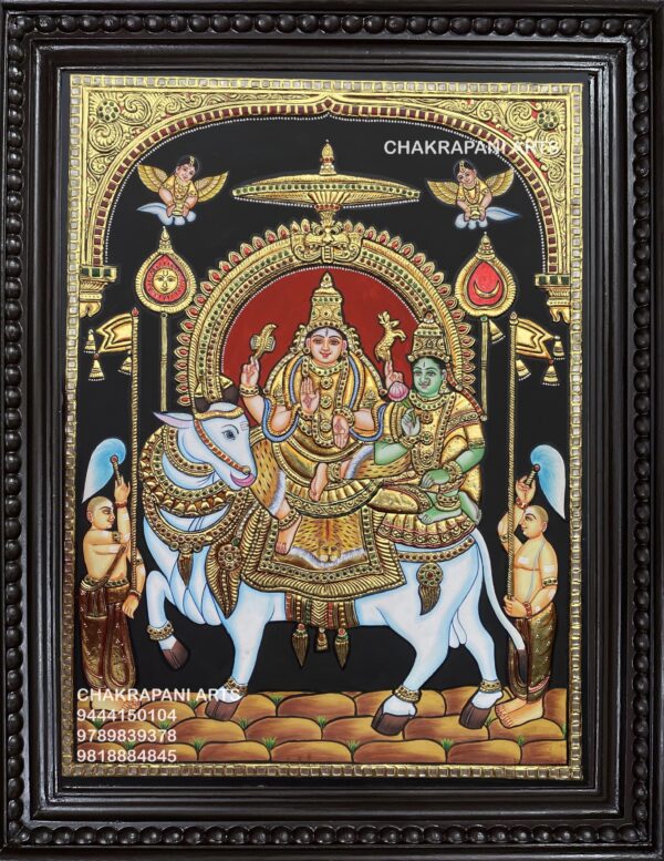 Shiva Parvathi Rishaba Vaganam Tanjore Painting