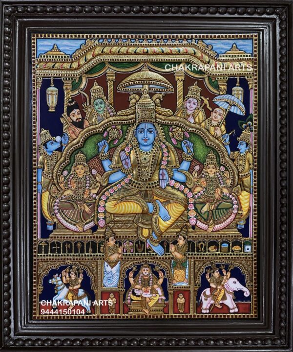 Vishnu Lakshmi with Dhasavatharam Tanjore Painting