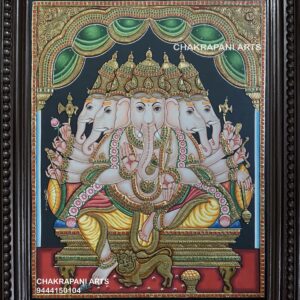 Five Face Ganesha Tanjore Painting