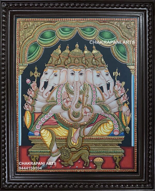 Five Face Ganesha Tanjore Painting