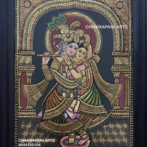 Dancing Radhakrishna Tanjore Painting (antique finish)
