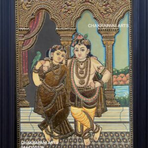 St. Rookmani Krishna Tanjore Painting (antique Finish)