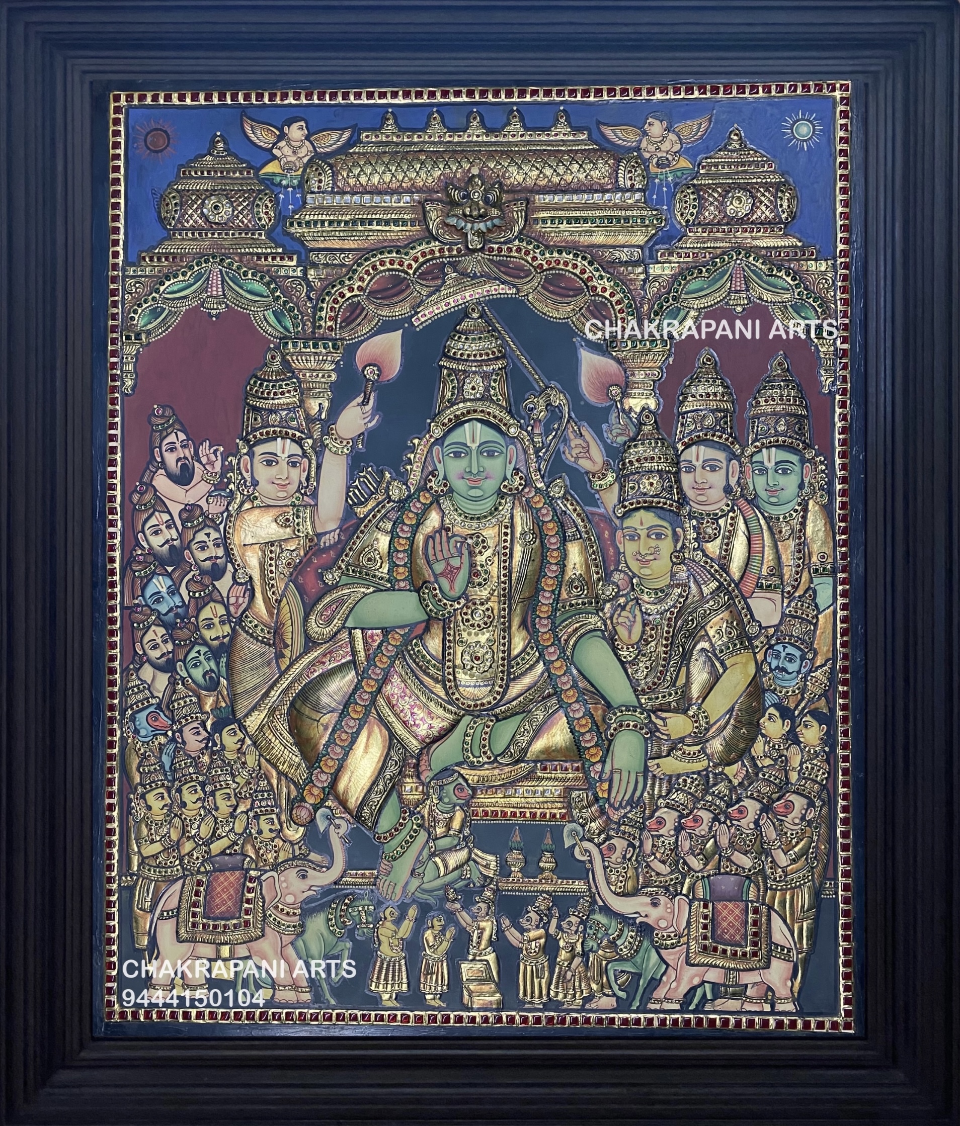 IMG_3930 Ramar Patabishagam Tanjore painting (antique Finish)