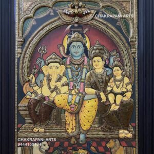 Shiva Family Tanjore painting (antique Finish)