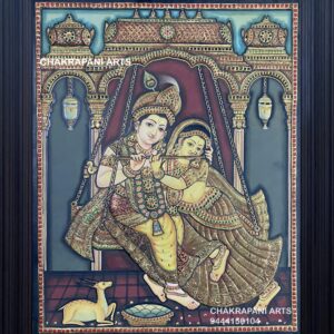 Jula Radhakrishna Tanjore Painting (Antique Finish)