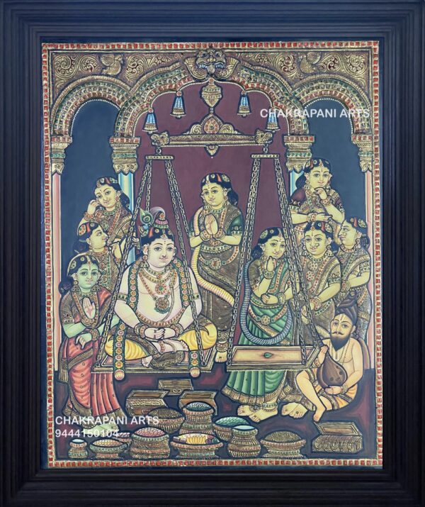 Thulabara Krishna Tanjore Painting (Antique Finish)