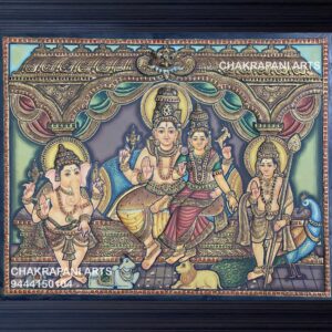 Shiva family Tanjore Painting (antique finish)