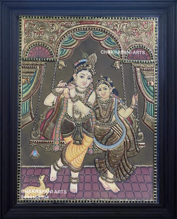 Jula Radhakrishna tanjore painting (Antique Finish)