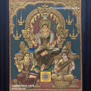 Kamachi lakshmi sarswathi Tanjore painting(antique finish)