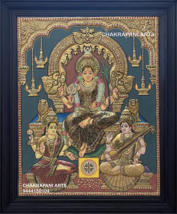 Kamachi lakshmi sarswathi Tanjore painting(antique finish)