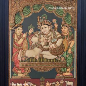 Butter Krishna Tanjore painting (antique finish)