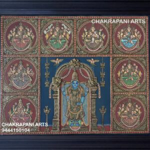 Vishnu with ashta Lakshmi Tanjore painting(antique finish)