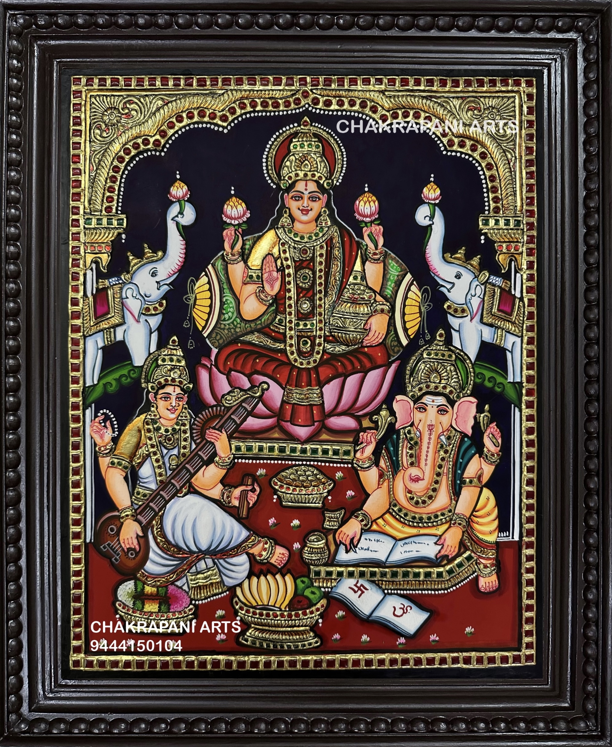 IMG_4039 Lakshmi Ganesha Saraswathi Tanjore Painting