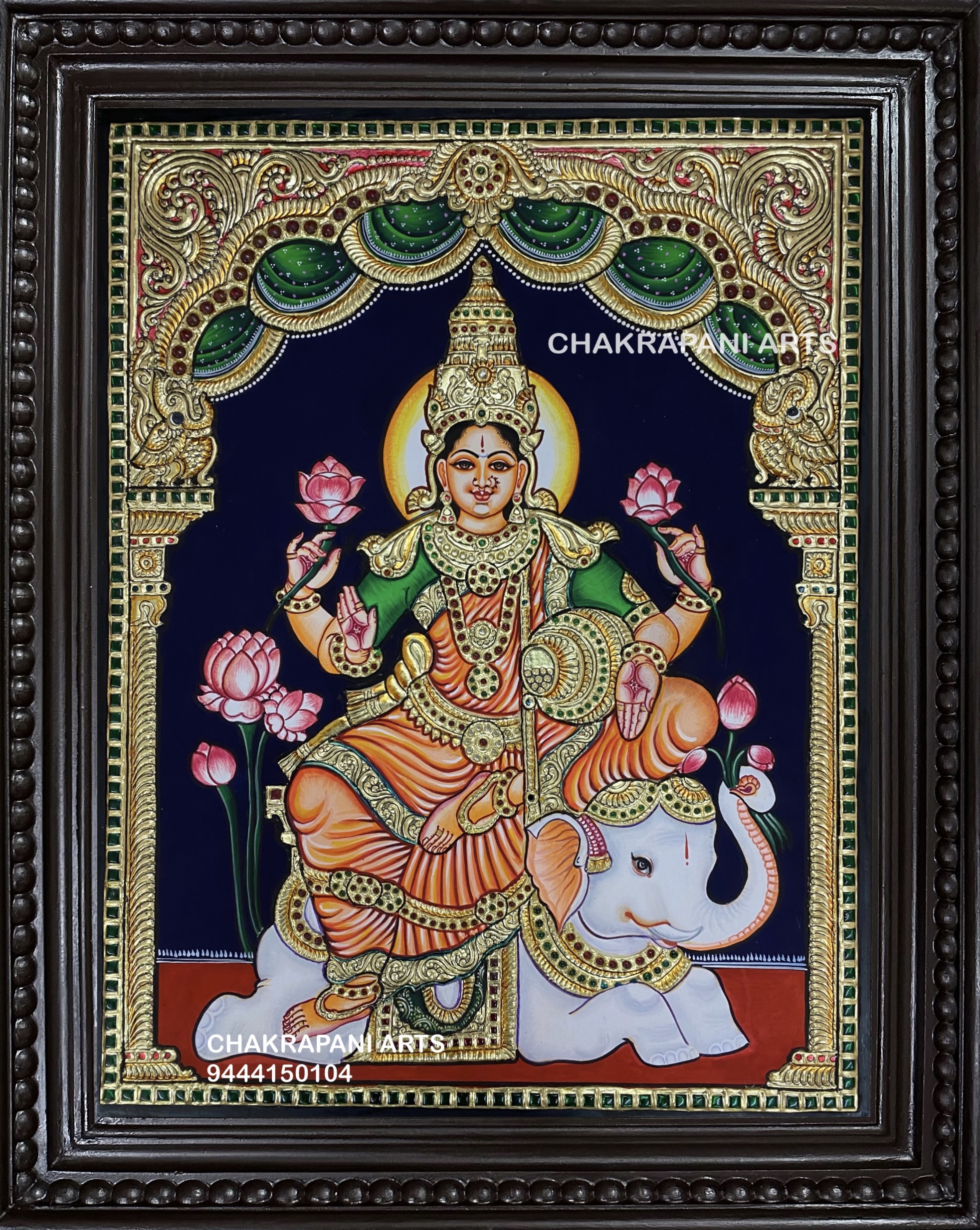 IMG_4080 Yanai Lakshmi (elephant Lakshmi) Tanjore Painting