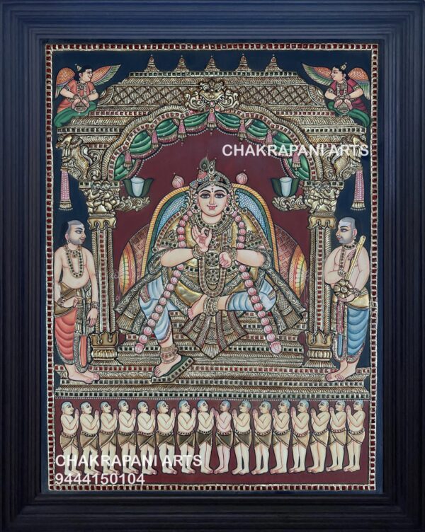Krishna with Rishi's Tanjore painting (Antique finish)
