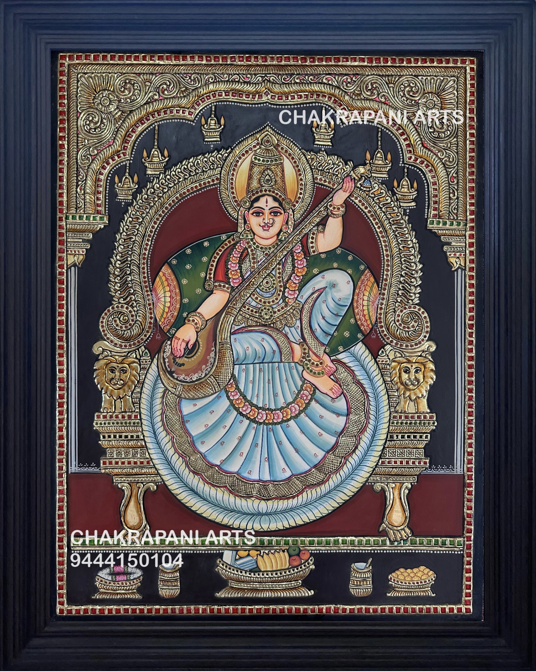 IMG_4282 Saraswathi Tanjore painting(antique finish)