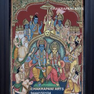 Ram Darbar with All Gods  Antique Finish Tanjore Painting