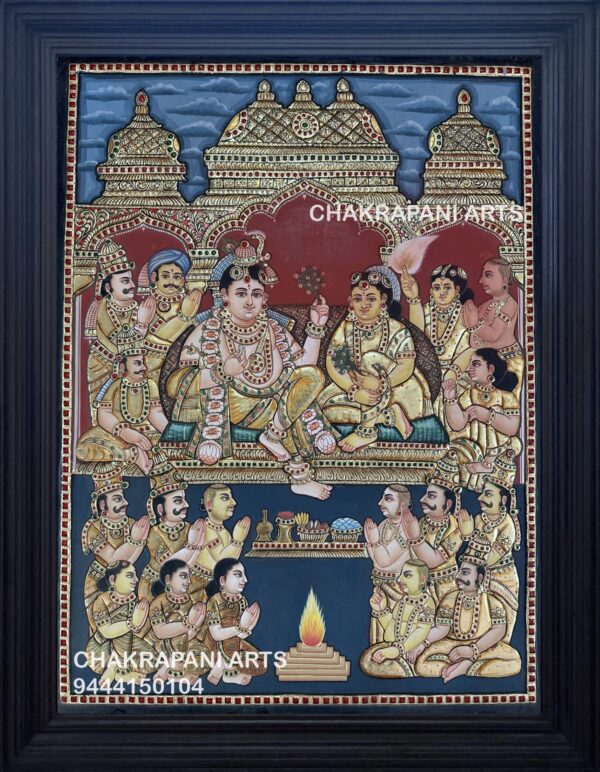 Krishna Darbar Antique Finish Tanjore Painting