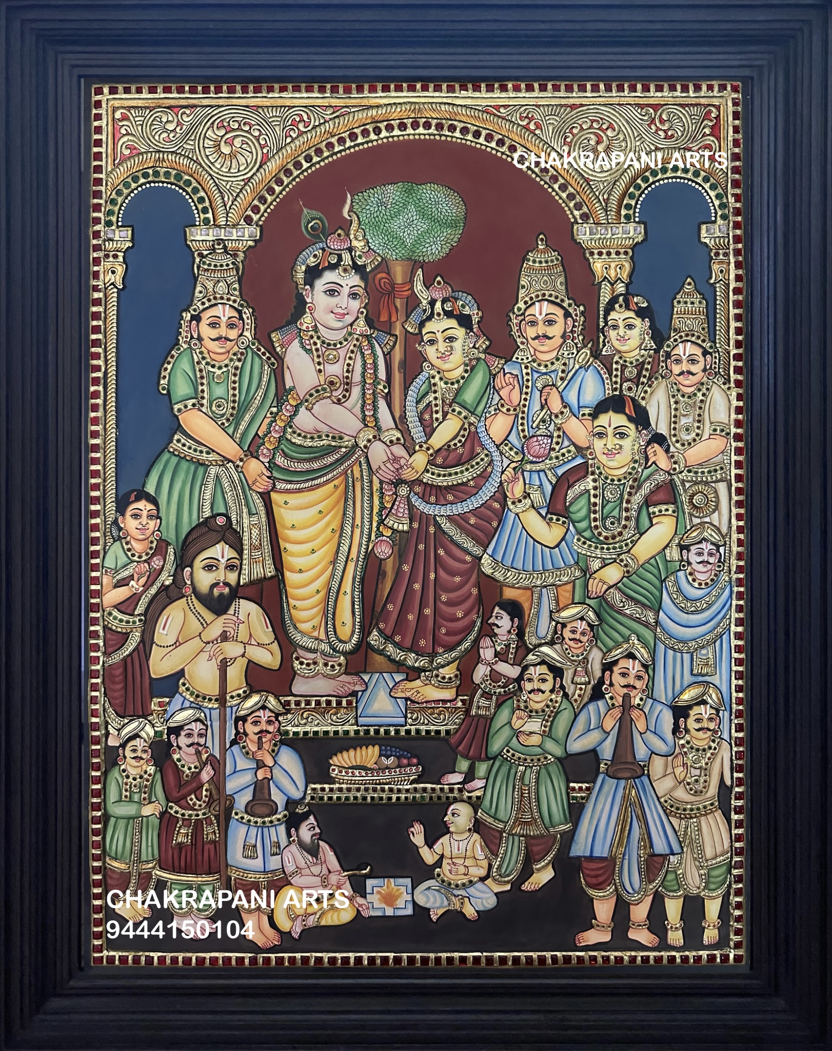 IMG_4591 Krishna Kalyanam (Antique Finish) Tanjore Painting