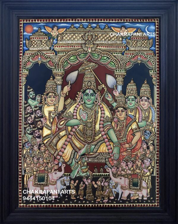 Ramar Pattabhishekam (Antique Finish) Tanjore Painting