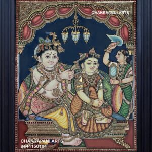 Jadai Pinnal Krishna (Antique Finish) Tanjore Painting